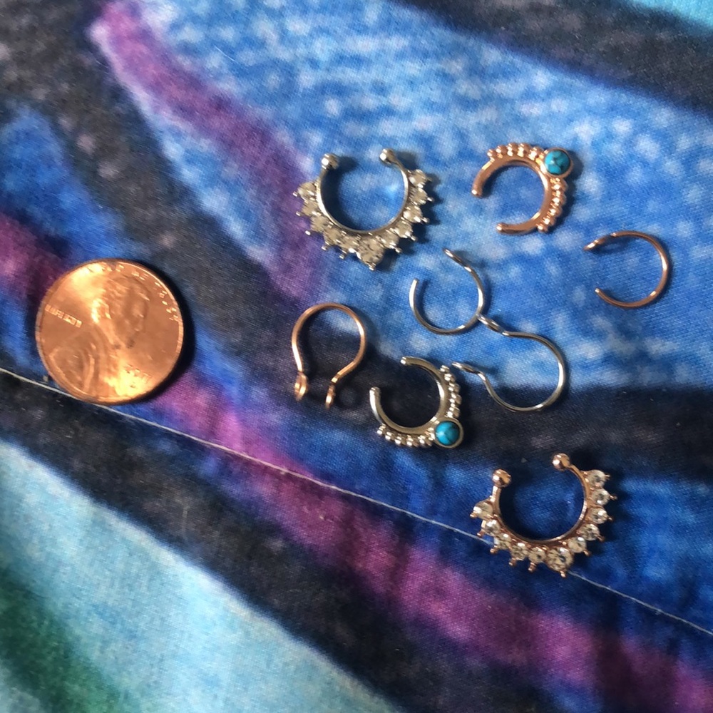 NWOT boho faux nose rings faux turquoise sparkly